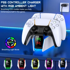 Station de charge de contr leur RVB pour PlayStation 5 chargeur rapide indicateur LED support de 1